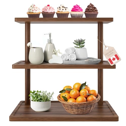 Ibyx Multi-Purpose 3-Tier Stand – Wooden Display for Serving, Organizing & More