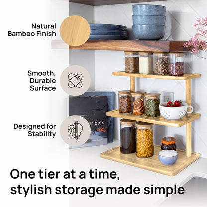 Ibyx Multi-Purpose 3-Tier Stand – Wooden Display for Serving, Organizing & More