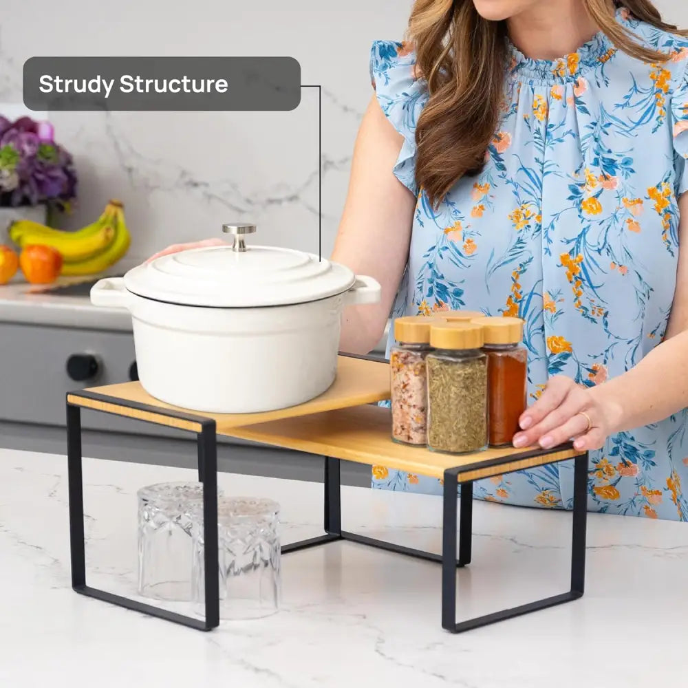 Stackable Kitchen Cabinet Organizer Shelves – Set of 3