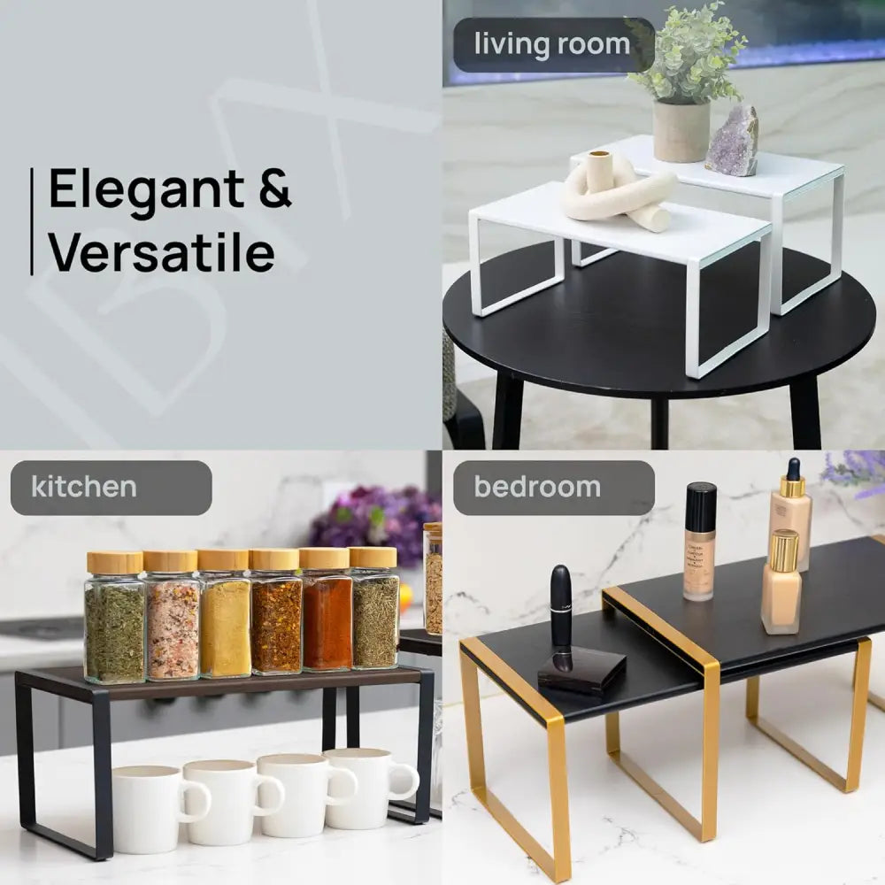 Stackable Kitchen Cabinet Organizer Shelves – Set of 3