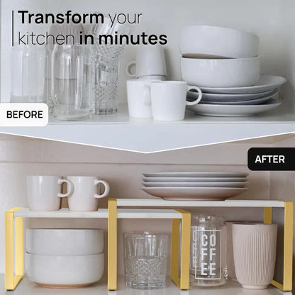 Stackable Kitchen Cabinet Organizer Shelves – Set of 3