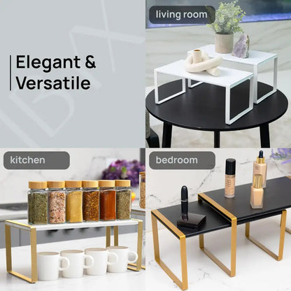 Stackable Kitchen Cabinet Organizer Shelves – Set of 3