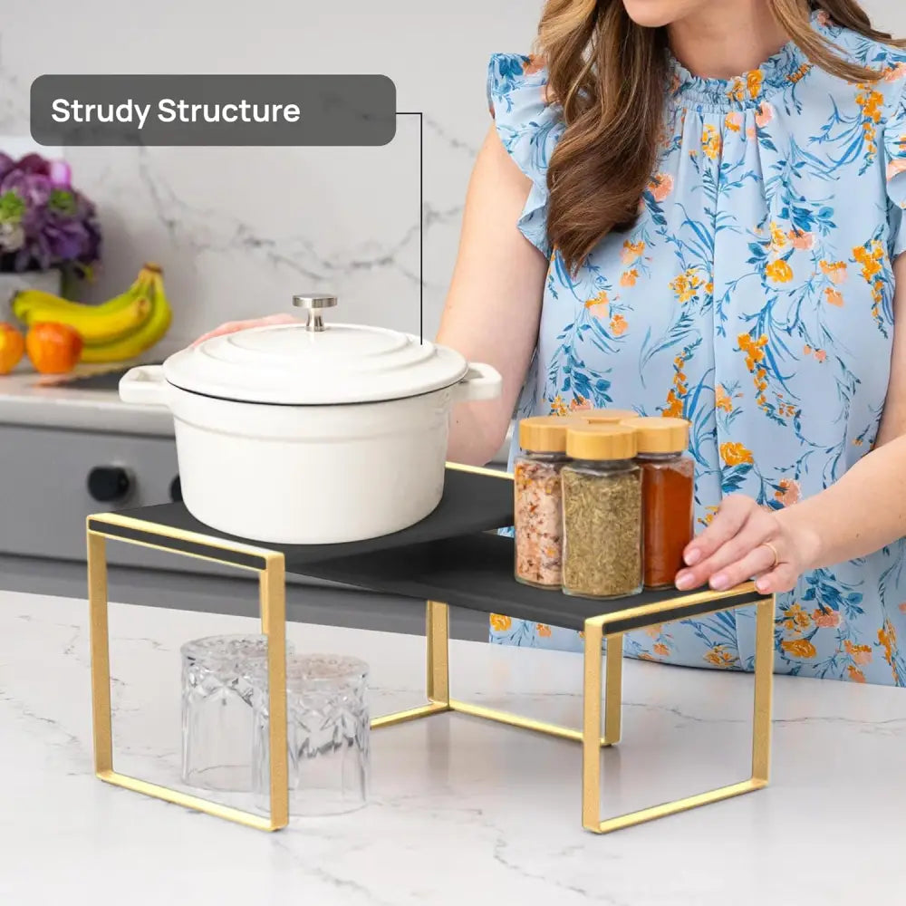 Stackable Kitchen Cabinet Organizer Shelves – Set of 3