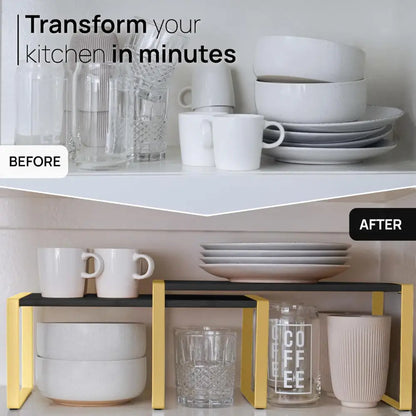Stackable Kitchen Cabinet Organizer Shelves – Set of 3