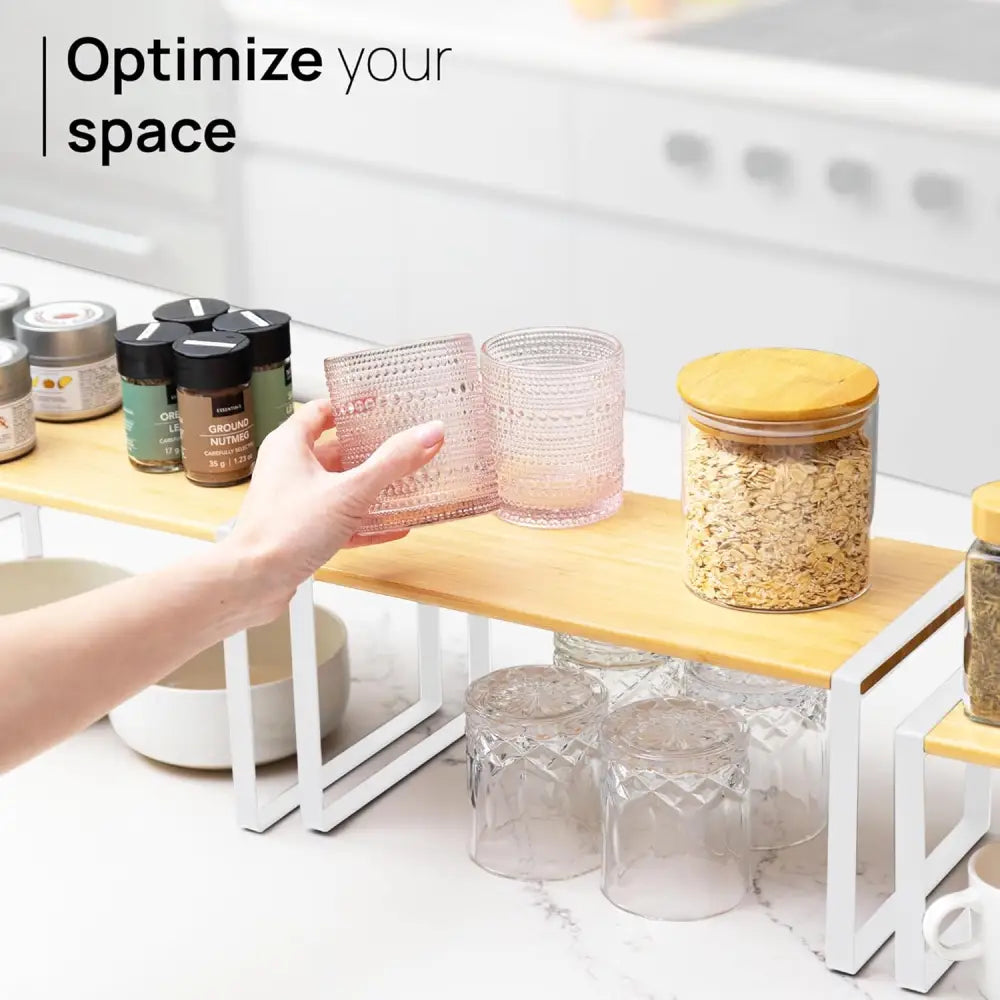 Stackable Kitchen Cabinet Organizer Shelves – Set of 3