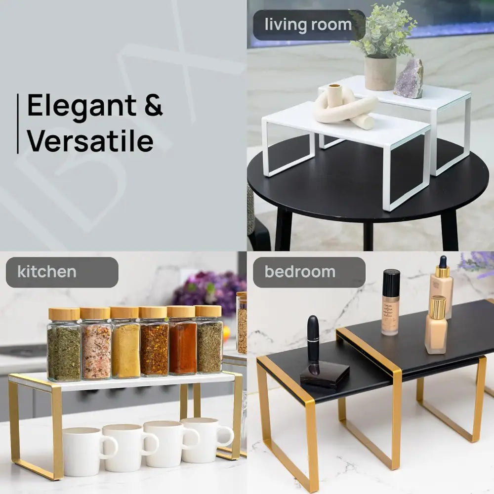 Stackable Kitchen Cabinet Organizer Shelves – Set of 3