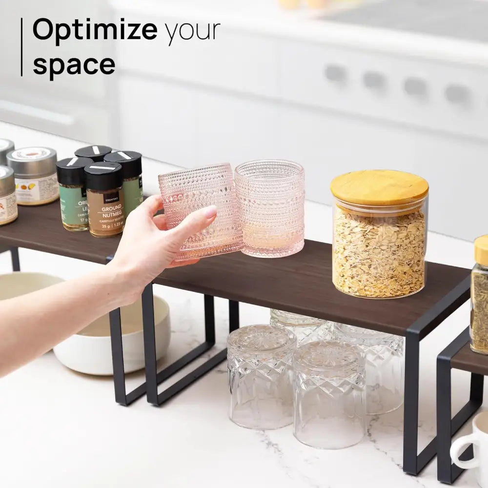 Stackable Kitchen Cabinet Organizer Shelves – Set of 3