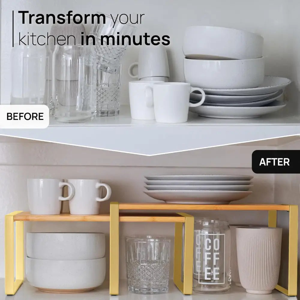 Stackable Kitchen Cabinet Organizer Shelves – Set of 3