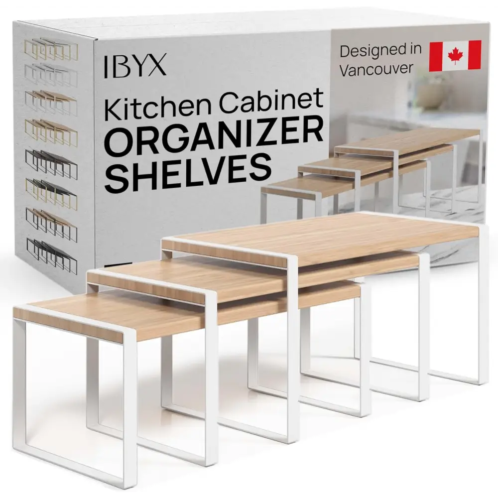 Stackable Kitchen Cabinet Organizer Shelves – Set of 3
