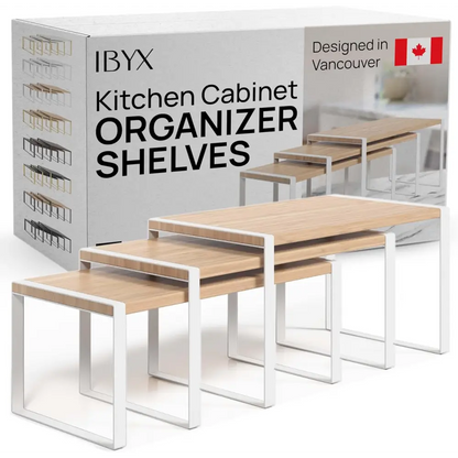 Stackable Kitchen Cabinet Organizer Shelves – Set of 3