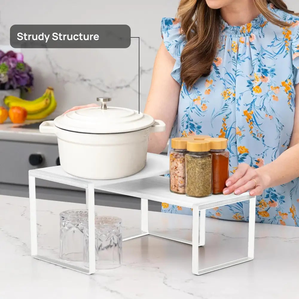 Stackable Kitchen Cabinet Organizer Shelves – Set of 3
