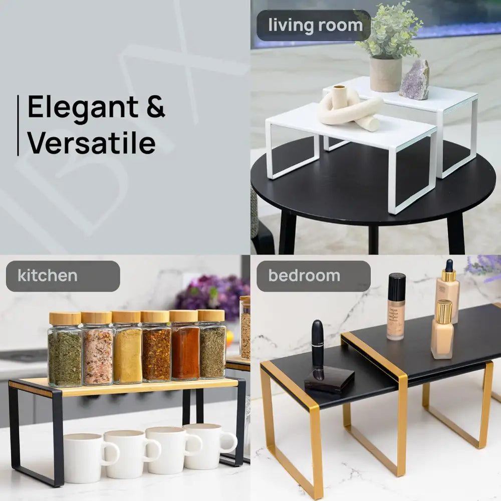 Stackable Kitchen Cabinet Organizer Shelves – Set of 3