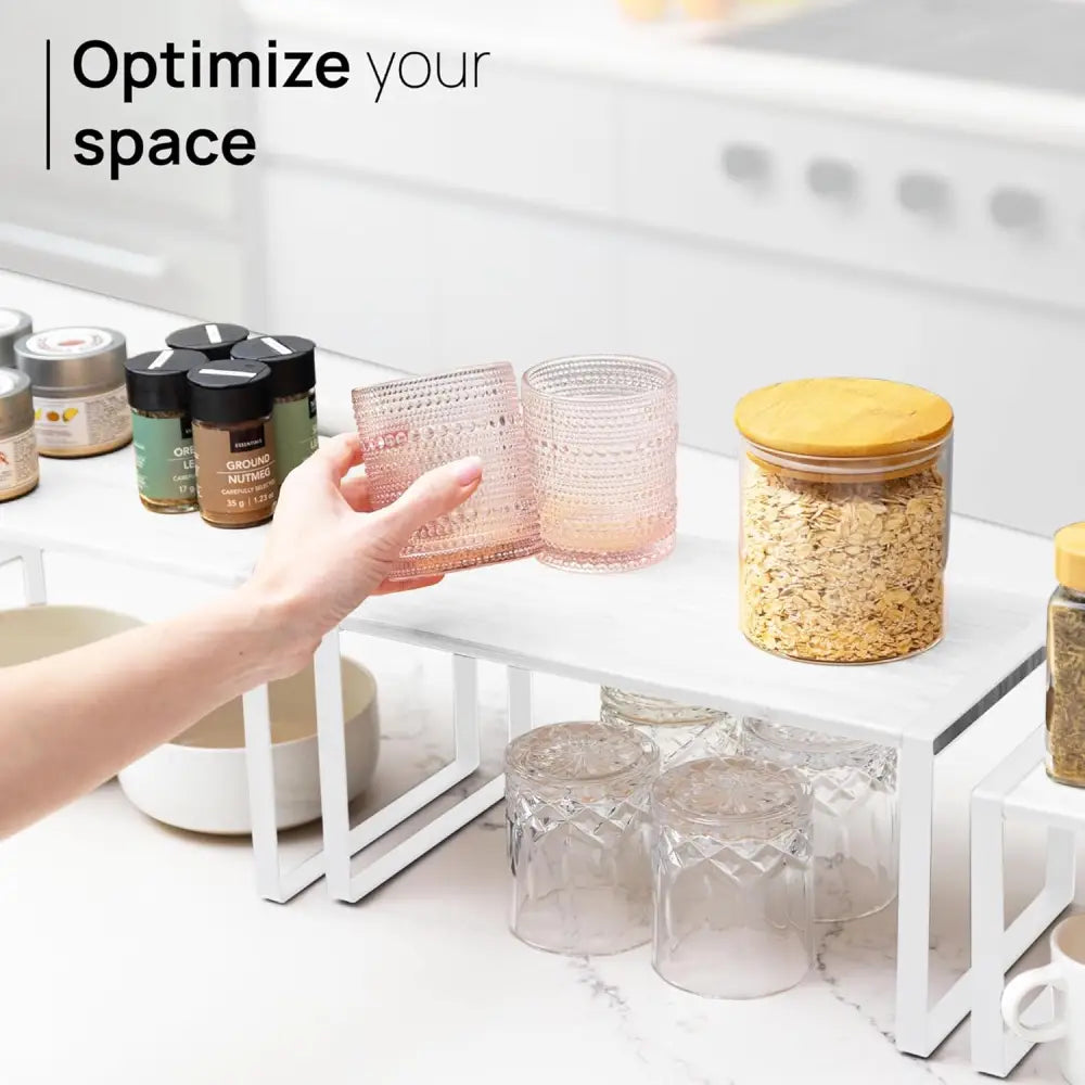 Stackable Kitchen Cabinet Organizer Shelves – Set of 3