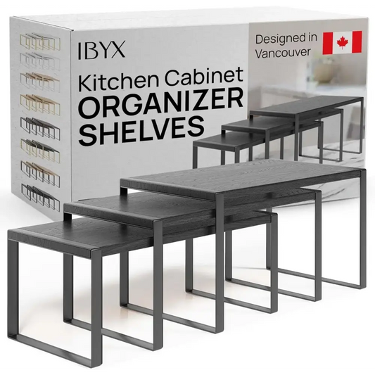 Stackable Kitchen Cabinet Organizer Shelves – Set of 3