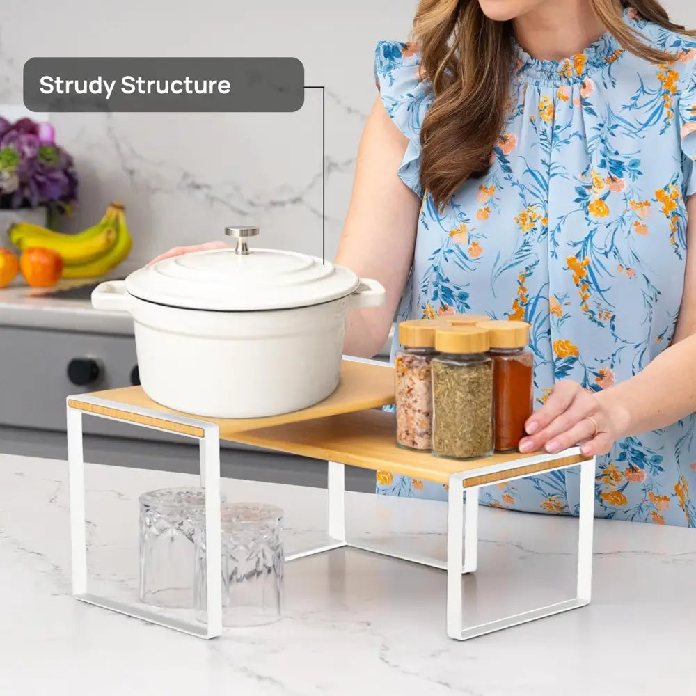 Stackable Kitchen Cabinet Organizer Shelves – Set of 3