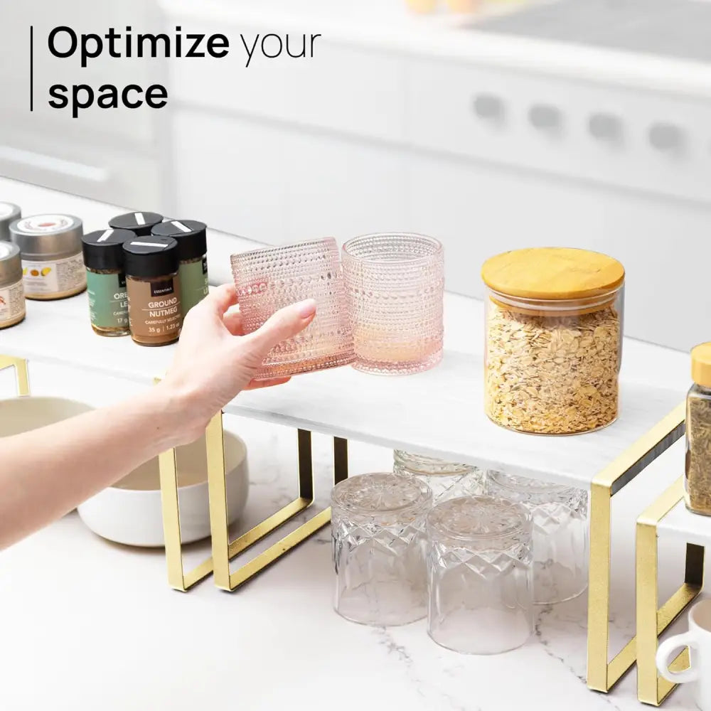 Stackable Kitchen Cabinet Organizer Shelves – Set of 3