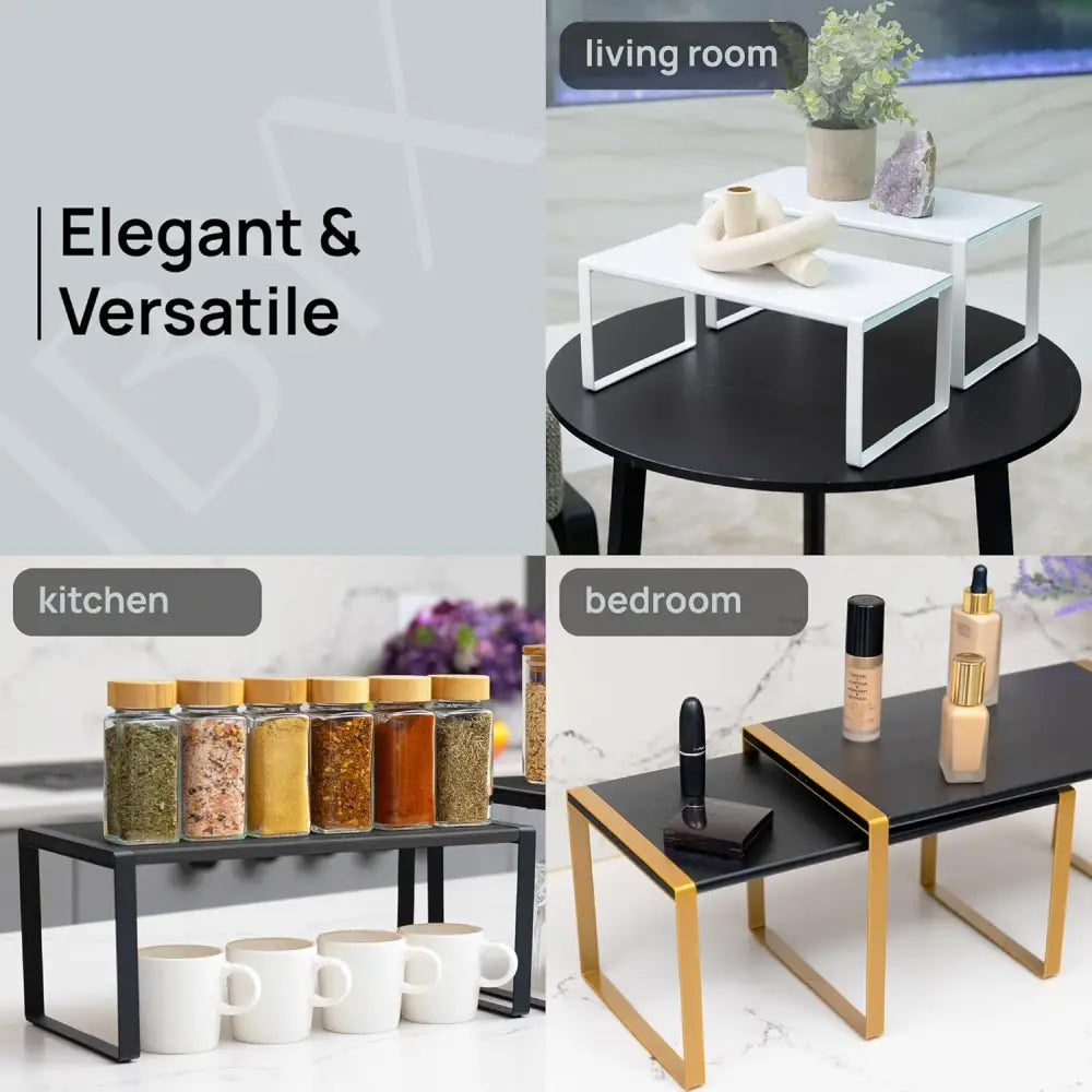 Stackable Kitchen Cabinet Organizer Shelves – Set of 3