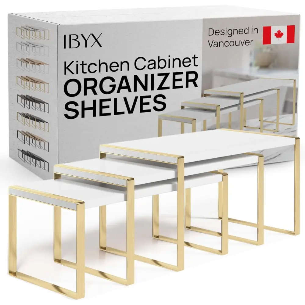 Stackable Kitchen Cabinet Organizer Shelves – Set of 3