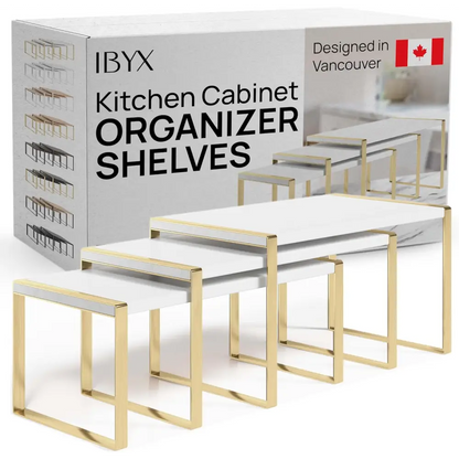 Stackable Kitchen Cabinet Organizer Shelves – Set of 3