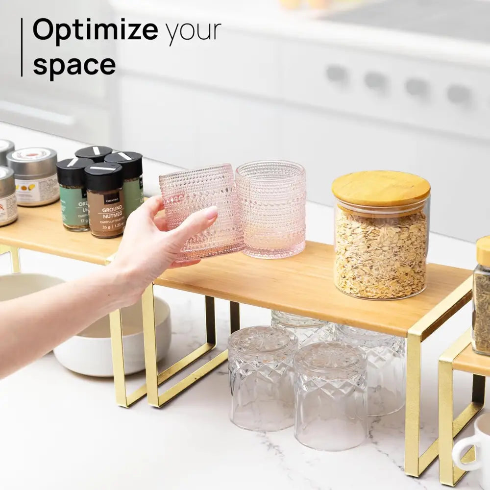Stackable Kitchen Cabinet Organizer Shelves – Set of 3