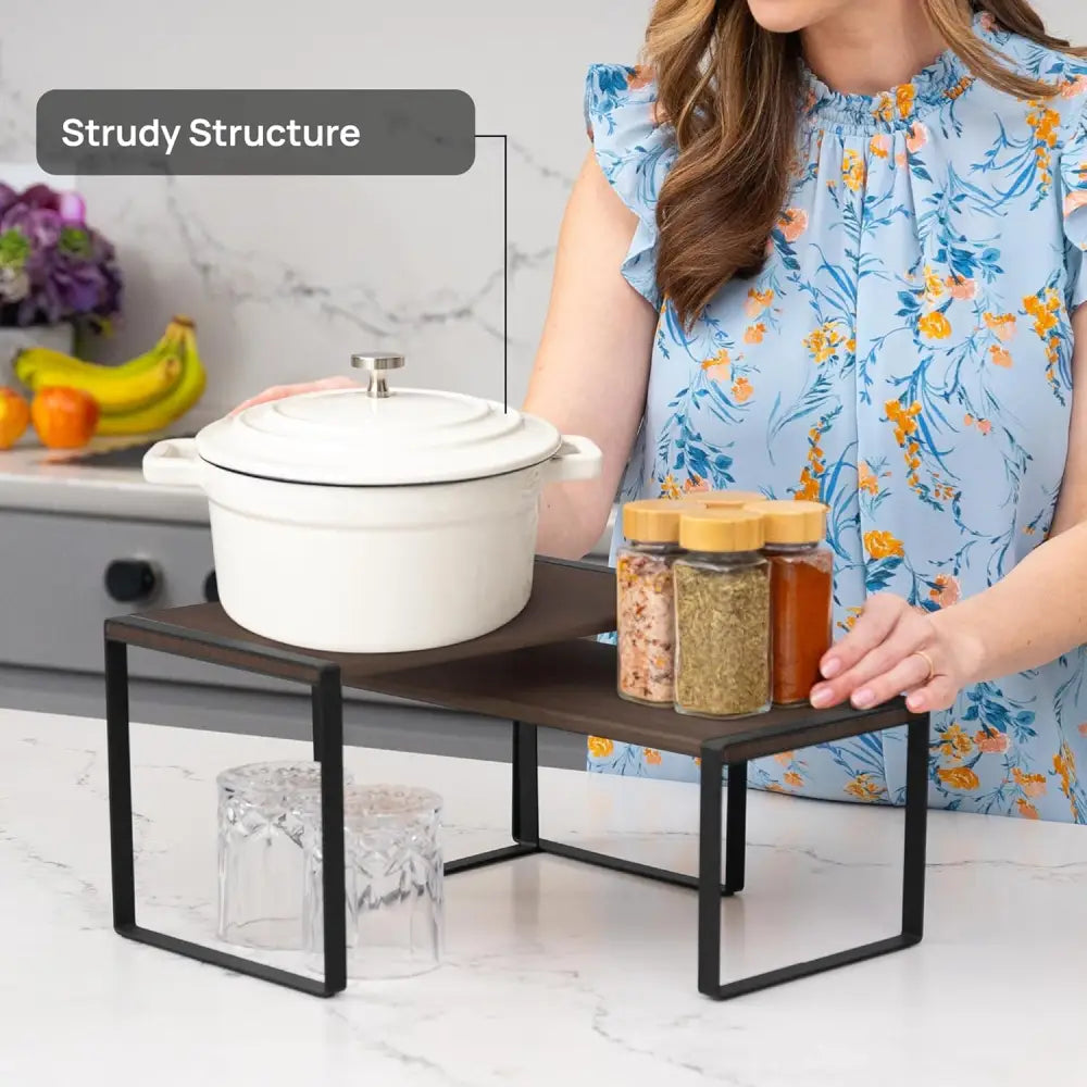 Stackable Kitchen Cabinet Organizer Shelves – Set of 3