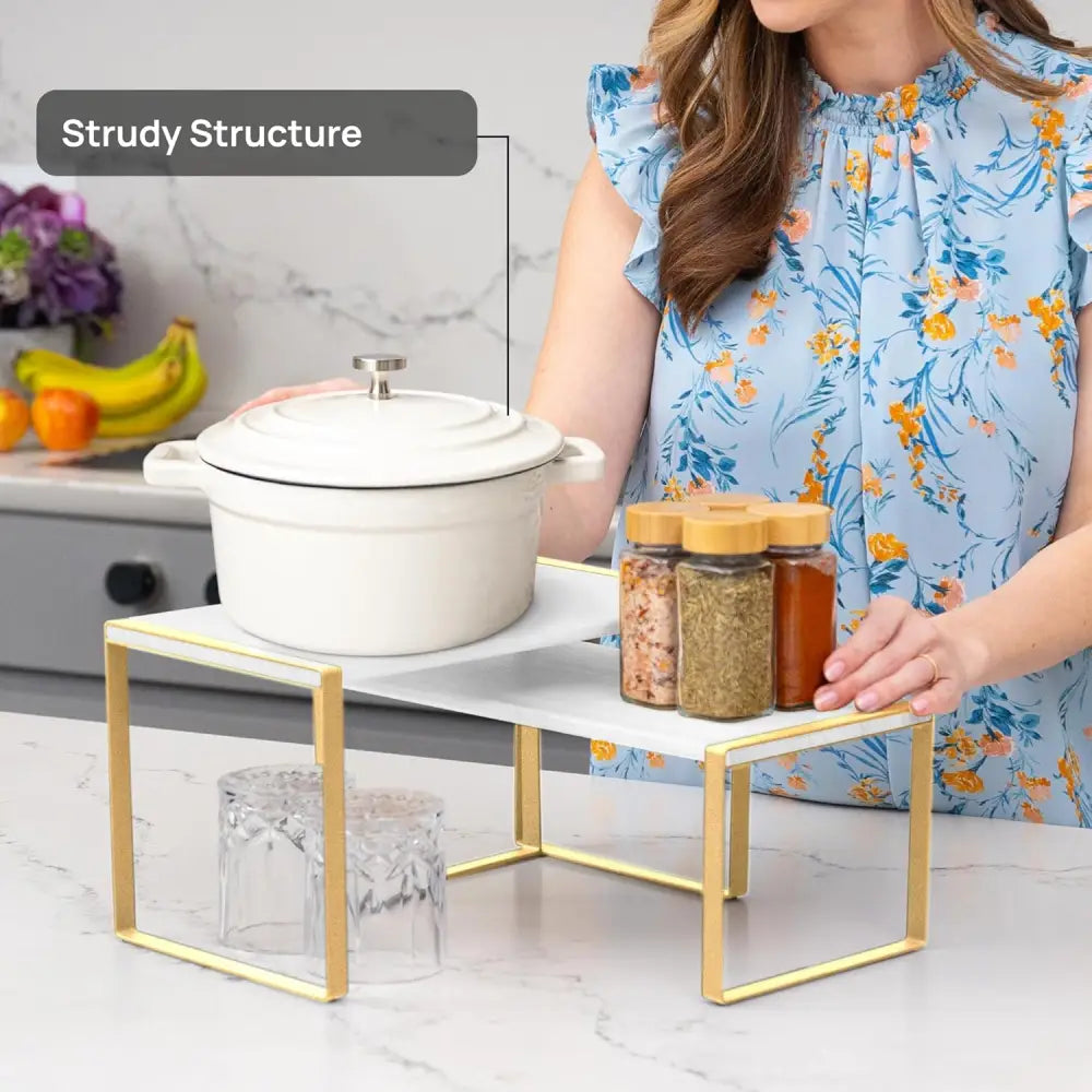 Stackable Kitchen Cabinet Organizer Shelves – Set of 3