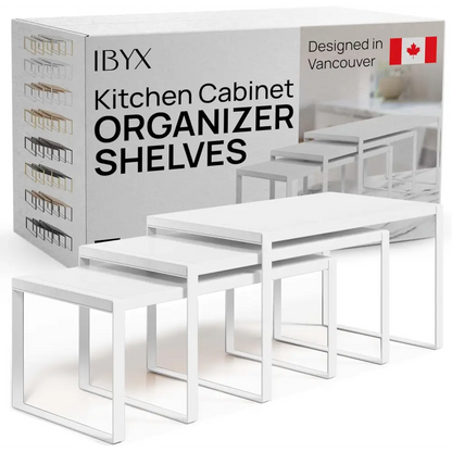 Stackable Kitchen Cabinet Organizer Shelves – Set of 3 - Clear