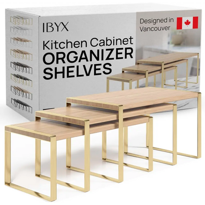 Stackable Kitchen Cabinet Organizer Shelves – Set of 3 - Natural